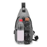 Sidiou Group Oxford Men Chest Pack Single Shoulder Bag USB Charge Crossbody Bags Sling Shoulder Bag