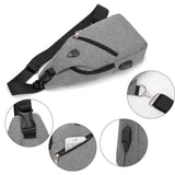 Sidiou Group Oxford Men Chest Pack Single Shoulder Bag USB Charge Crossbody Bags Sling Shoulder Bag