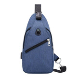 Sidiou Group Oxford Men Chest Pack Single Shoulder Bag USB Charge Crossbody Bags Sling Shoulder Bag