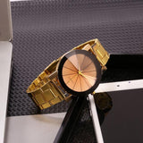 Sidiou Group Steel Wrist Women Band Analog Men Line Quartz Watch Watches Dial Stainless