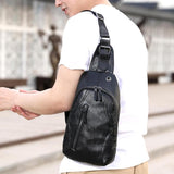 Sidiou Group Anti-theft Men Sling Messenger Bags PU leather Chest Pack Travel Shoulder Handbags