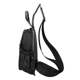 Sidiou Group Men PU Leather Nylon Cowhide Vintage Sling Chest Back Travel Cross Body Messenger