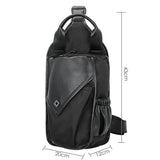 Sidiou Group Men PU Leather Nylon Cowhide Vintage Sling Chest Back Travel Cross Body Messenger