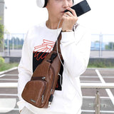 Sidiou Group USB Charging Chest Bags Teen Chest Pack  PU Leather Sling Shoulder Crossbody Handbag