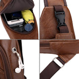 Sidiou Group USB Charging Chest Bags Teen Chest Pack  PU Leather Sling Shoulder Crossbody Handbag