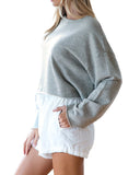 Sidiou Group Women Hoodies Sweatshirt Solid O-Neck Long Sleeve T-Shirt Casual Tracksuit Pullover