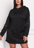 Sidiou Group Women Plus Size Long Sweatshirt Hooded Dress Solid  Casual Slim Hoodies Mini Dress