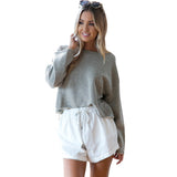 Sidiou Group Women Hoodies Sweatshirt Solid O-Neck Long Sleeve T-Shirt Casual Tracksuit Pullover