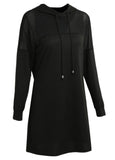Sidiou Group Sexy Women Hooded Dress Sheer Mesh Solid Long Sleeve Party Club Hoodies