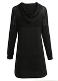Sidiou Group Sexy Women Hooded Dress Sheer Mesh Solid Long Sleeve Party Club Hoodies