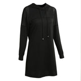 Sidiou Group Sexy Women Hooded Dress Sheer Mesh Solid Long Sleeve Party Club Hoodies