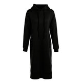 Sidiou Group New Women Loose Long Sweatshirt Solid Long Sleeve Pockets Split Casual Warm Hoodies