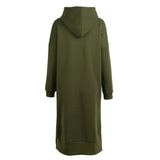 Sidiou Group New Women Loose Long Sweatshirt Solid Long Sleeve Pockets Split Casual Warm Hoodies