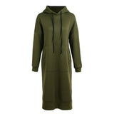 Sidiou Group New Women Loose Long Sweatshirt Solid Long Sleeve Pockets Split Casual Warm Hoodies