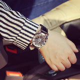 Sidiou Group Leather Wrist  Hollow Out Watch Casual Women Men Quartz  Synthetic Band Watch