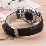 Sidiou Group Leather Wrist  Hollow Out Watch Casual Women Men Quartz  Synthetic Band Watch