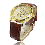 Sidiou Group Leather Wrist  Hollow Out Watch Casual Women Men Quartz  Synthetic Band Watch