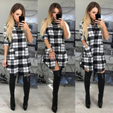 Sidiou Group Women  Long Sleeve Tops  Check Shirt Mini Dress Blouse Plaid Button Down Dress