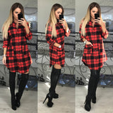 Sidiou Group Women  Long Sleeve Tops  Check Shirt Mini Dress Blouse Plaid Button Down Dress