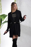 Women Belted Black Jacket