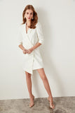 Sidiou Group Waist Detail Ecru Jacket Dress