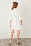 Sidiou Group Waist Detail Ecru Jacket Dress