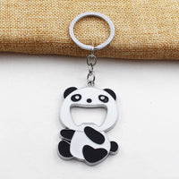 Sidiou Group Wholesale High Quality Zinc Alloy Panda Shape Beer Bottle Opener Keychain Portable Cute Mini Cartoon Animals Backpack Key Ring Gifts