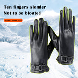 Sidiou Group Winter Men Leather Glove Waterproof Touch Screen Windproof Fleece lined PU Warm Gloves For Biker Motorbike Gloves