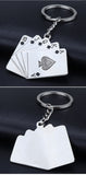 Sidiou Group Manufacturer Fashion Men Mini Playing Cards Pendant Keychain Unisex Creative Vintage Metal Flush Poker Car Key Holders Decor