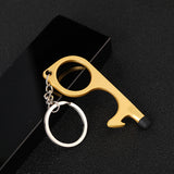 Sidiou Group Multifunction Non Contact Key Press Elevator Keyholder Touchless Door Metal Beer Bottle Opener Keychain Accessories Gift
