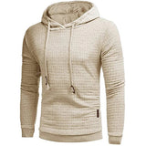Sidiou Group Anniou Mens Gym Training Pullover Hoodie Casual Solid Color Drawstring Plaid Jacquard Hooded Sweatshirt