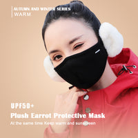 Sidiou Group Fashion Cute Winter Warm Face Cover With Earmuff For Women Outdoor UPF50+ Sun Protection Breathable Windproof Plush Cotton Facemask