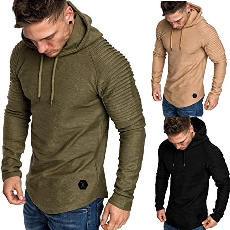 Sidiou Group Anniou Athletic Solid Color Cotton Blend Pullover Sweaters Fashion Hoodies Casual Long Sleeve Sports Hoodie