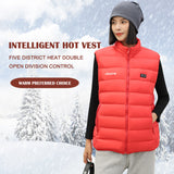 Sidiou Group Winter Dual Switch 5 Zones Warming Smart Temperature Control Electric Waistcoat For Unisex Sleeveless Thermal Jacket Heated Vest