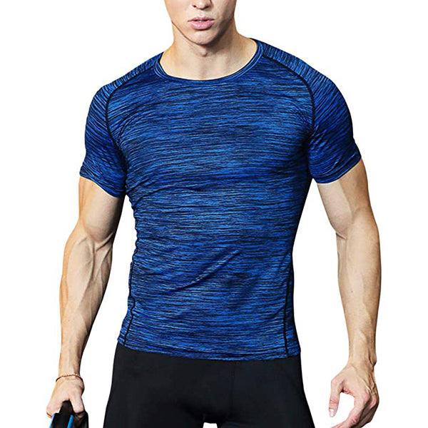 Sidiou Group Anniou Solid Color Men's Sport T Shirt Muscle Fit Short Sleeve Tee-shirt Outdoor Quick Dry Running Tops Mens Gym Tshirt