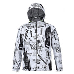 Sidiou Group Men's Autumn Winter Long Sleeve Printed Hooded Waterproof Jackets