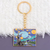 Sidiou Group Van Gogh Art Enamel Keychain Classic Oil Painting Starry Sky Metal Pendant Key Chain For Artist Men Women Bag Keyholder Gift