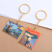 Sidiou Group Van Gogh Art Enamel Keychain Classic Oil Painting Starry Sky Metal Pendant Key Chain For Artist Men Women Bag Keyholder Gift