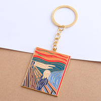 Sidiou Group Van Gogh Art Enamel Keychain Classic Oil Painting Starry Sky Metal Pendant Key Chain For Artist Men Women Bag Keyholder Gift