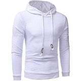 Sidiou Group Anniou Mens Gym Training Pullover Hoodie Casual Solid Color Drawstring Plaid Jacquard Hooded Sweatshirt