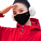 Sidiou Group Fashion Cute Winter Warm Face Cover With Earmuff For Women Outdoor UPF50+ Sun Protection Breathable Windproof Plush Cotton Facemask
