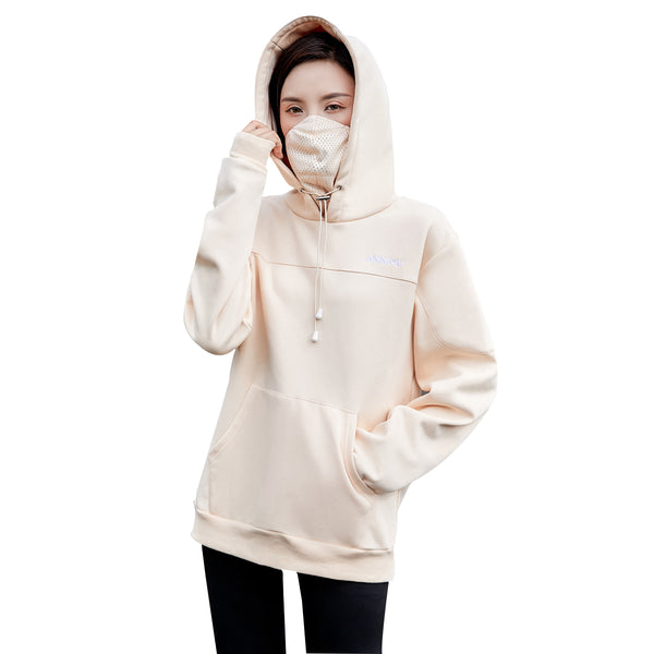 Sidiou Group Outdoor Sport Long Sleeve Sweatshirt With Face Cover Dustproof Plain Sweatshirt Fashion Women Hooded Sweatshirts