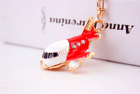 Sidiou Group Creative Aircraft Helicopter Model Metal Keychain Men Motorcycle Keyring Rhinestone Cute Cartoon Propeller Airplane Key Ring