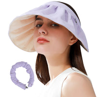Sidiou Group Anniou Fashion Summer UV Protection Sun Visor Cap 2 in 1 Foldable Headband Empty Top Wide Brim Hat Quick Dry Sun Hat