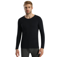 Sidiou Group Men Seamless Self-heating Round Neck Stretch Bottoming Shirt Cashmere Long Sleeve Thermal Underwear Top For Winter