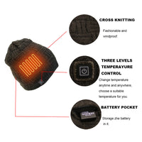 Sidiou Group Winter Outdoor Carbon Fiber Heated Knitted Hat 3.7V 3400mAh Rechargeable Heat Caps For Women Washable Warm Electric Heating Beanie Cap