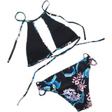 Sidiou Group Anniou Halter Print Two Piece Swimwear For Women Sexy Beachwear Swim Suits Lace Up Bikini Set