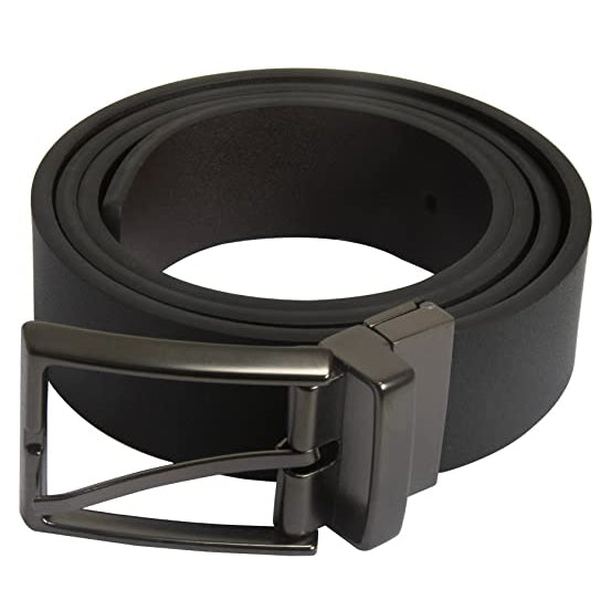 Sidiou Group Anniou New Recommended Men's Rotatable Buckle Leather Belt Matte Monochrome Double-Sided Belt