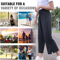 Sidiou Group Anniou Summer Upf50+ Anti-Ultraviolet Wide-Leg Cropped Ladies Quick Drying Pants