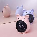 Factory Wholesale Creative Elf Mouse Shape Small Cartoon Clocks Large Screen Rechargeable Time For Home Bedside Table Decoration Alarm Clock